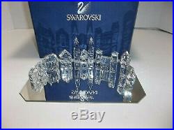 Swarovski Silver Crystal CITY Figurines With Display Mirror 9 Pieces