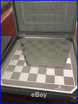 Swarovski Silver Crystal Chess Set with Mirror Board and Original Case