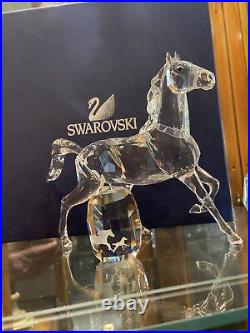 Swarovski Swan Signed Large Crystal Horse With Paperweight