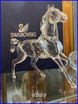 Swarovski Swan Signed Large Crystal Horse With Paperweight