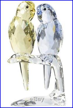 Swarovski crystal figurines birds. Budgies new In box
