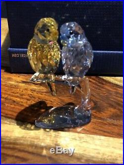 Swarovski crystal figurines birds. Budgies new In box