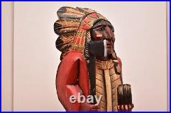 Tobacco Vintage Cigar Store Indian Countertop Statue 21 Collectible Wood Carved