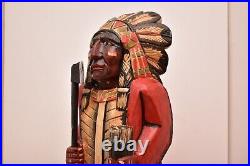Tobacco Vintage Cigar Store Indian Countertop Statue 21 Collectible Wood Carved