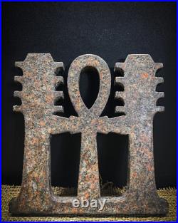 Two Djeds and The Ankh (key of life), Ankh key, Egyptian Djed, Handmade decor