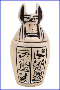 UNIQUE ANCIENT EGYPTIAN ANTIQUE 4 Canopic Jars Box Isis Anubis Luck Hieroglyphic