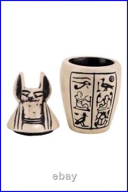 UNIQUE ANCIENT EGYPTIAN ANTIQUE 4 Canopic Jars Box Isis Anubis Luck Hieroglyphic