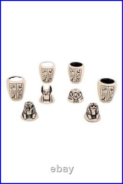 UNIQUE ANCIENT EGYPTIAN ANTIQUE 4 Canopic Jars Box Isis Anubis Luck Hieroglyphic