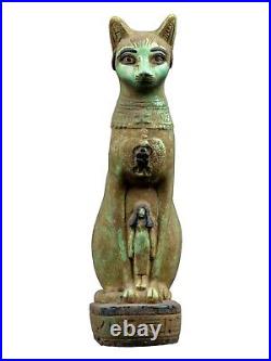 UNIQUE ANCIENT EGYPTIAN ANTIQUE Statue Goddess Bastet Cat Isis Scarab