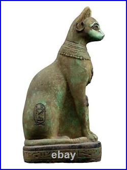 UNIQUE ANCIENT EGYPTIAN ANTIQUE Statue Goddess Bastet Cat Isis Scarab