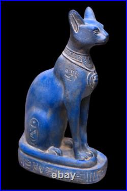 UNIQUE ANCIENT EGYPTIAN ANTIQUE Statue Goddess Bastet Cat Winged Scarab