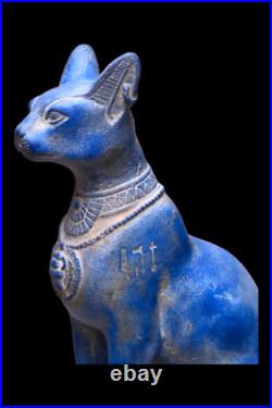 UNIQUE ANCIENT EGYPTIAN ANTIQUE Statue Goddess Bastet Cat Winged Scarab