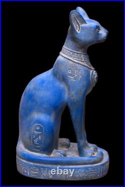 UNIQUE ANCIENT EGYPTIAN ANTIQUE Statue Goddess Bastet Cat Winged Scarab