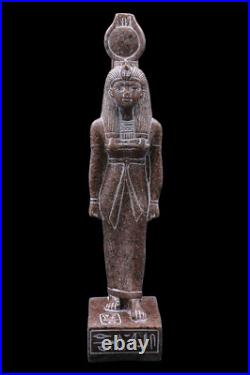 UNIQUE ANCIENT EGYPTIAN ANTIQUE Statue Goddess Isis Heavy Stone Handmade
