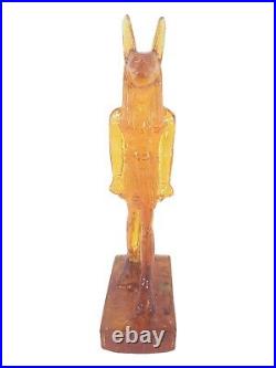 UNIQUE ANCIENT EGYPTIAN ANTIQUE Statue Yellow Amber Percious God Anubis