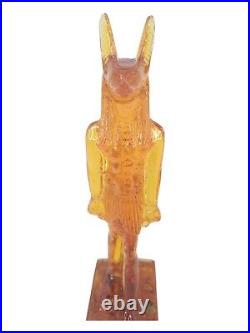 UNIQUE ANCIENT EGYPTIAN ANTIQUE Statue Yellow Amber Percious God Anubis