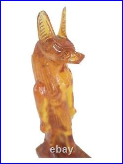 UNIQUE ANCIENT EGYPTIAN ANTIQUE Statue Yellow Amber Percious God Anubis