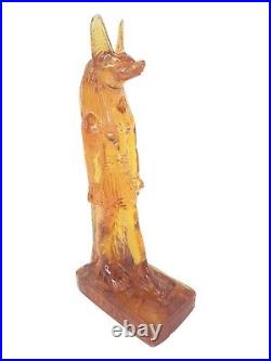 UNIQUE ANCIENT EGYPTIAN ANTIQUE Statue Yellow Amber Percious God Anubis