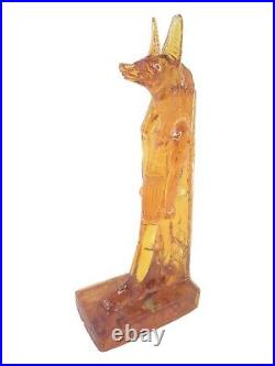 UNIQUE ANCIENT EGYPTIAN ANTIQUE Statue Yellow Amber Percious God Anubis