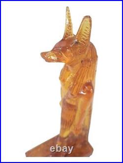 UNIQUE ANCIENT EGYPTIAN ANTIQUE Statue Yellow Amber Percious God Anubis