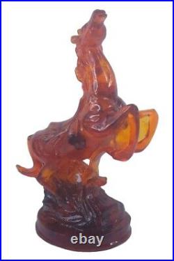 UNIQUE ANCIENT EGYPTIAN ANTIQUE Statue Yellow Amber Percious Horses