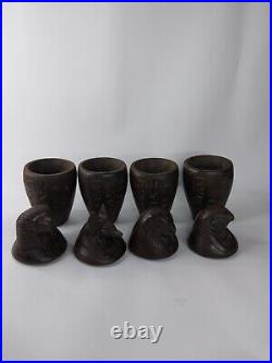 UNIQUE ANTIQUE ANCIENT EGYPTIAN 4 Canopic Jars Box Isis God Anubis Heavy Stone