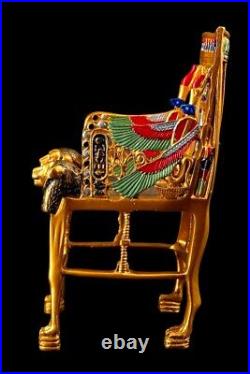 UNIQUE ANTIQUE ANCIENT EGYPTIAN King Tutankhamun Throne with Goddess Sekhmet