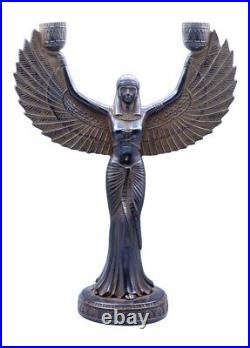 UNIQUE ANTIQUE ANCIENT EGYPTIAN Statue Big Goddess Isis Winged Candlestick