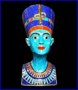 UNIQUE ANTIQUE ANCIENT EGYPTIAN Statue Heavy Stone Queen Nefertiti Headed bust