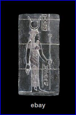 UNIQUE ANTIQUE ANCIENT EGYPTIAN Statue Stela Goddess Isis Hieroglyphic Handmade