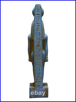 UNIQUE ANTIQUE ANCIENT EGYPTIAN Statue Stone Goddess Isis Magic Hieroglyphic