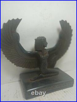 UNIQUE ANTIQUE ANCIENT EGYPTIAN Statue Stone Isis Winged Good Health