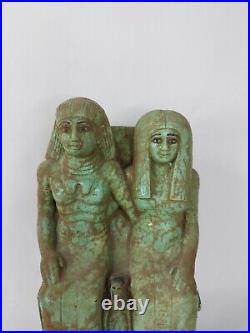 UNIQUE ANTIQUE ANCIENT EGYPTIAN Statue Stone Seated King Tutankhamun & Wife