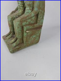 UNIQUE ANTIQUE ANCIENT EGYPTIAN Statue Stone Seated King Tutankhamun & Wife