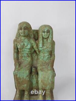 UNIQUE ANTIQUE ANCIENT EGYPTIAN Statue Stone Seated King Tutankhamun & Wife