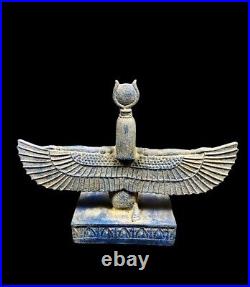 UNIQUE ANTIQUE ANCIENT EGYPTIAN Statue Stone Winged Goddess Isis Handmade