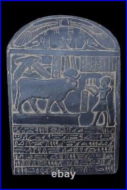 UNIQUE ANTIQUE ANCIENT EGYPTIAN Stela Heavy Stone Hathor Cow Magic Hieroglyphic