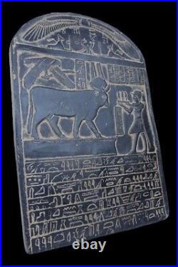 UNIQUE ANTIQUE ANCIENT EGYPTIAN Stela Heavy Stone Hathor Cow Magic Hieroglyphic