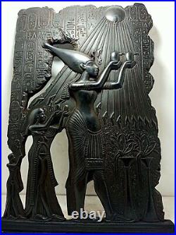 UNIQUE ANTIQUE ANCIENT EGYPTIAN Stela King Akhenaten Nefertiti Worship Sun