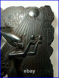 UNIQUE ANTIQUE ANCIENT EGYPTIAN Stela King Akhenaten Nefertiti Worship Sun