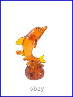 UNIQUE ANTIQUE EGYPTIAN STATUE Small Amber Percious Yellow Dolphin