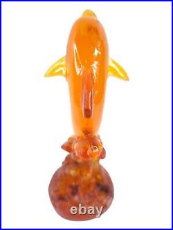 UNIQUE ANTIQUE EGYPTIAN STATUE Small Amber Percious Yellow Dolphin