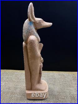 Unique Statue Of Egyptian God Of Funerary Anubis Defending Hathor Goddess