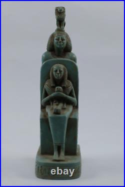 Unique scene of ISIS goddess sitting protecting Baby Horus