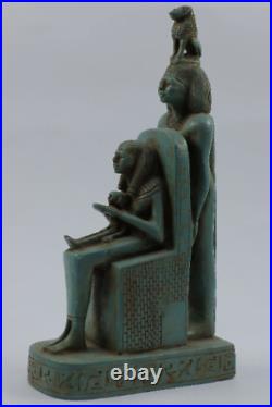 Unique scene of ISIS goddess sitting protecting Baby Horus