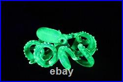 Uranium Glass Octopus Pendant Uranium Vaseline Glass Figurine Octopus Glass UV