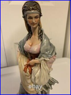 VINTAGE B. MERLI FIGURINE LADY WITH Bag Purse Shawl Head scarf 11 H Capodimonte
