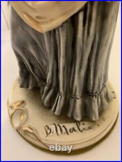 VINTAGE B. MERLI FIGURINE LADY WITH Bag Purse Shawl Head scarf 11 H Capodimonte