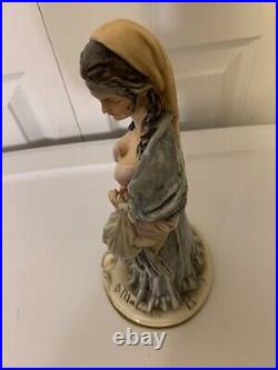 VINTAGE B. MERLI FIGURINE LADY WITH Bag Purse Shawl Head scarf 11 H Capodimonte