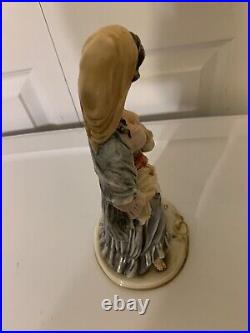 VINTAGE B. MERLI FIGURINE LADY WITH Bag Purse Shawl Head scarf 11 H Capodimonte